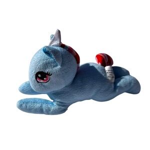 Plush Unicorn 7in Blue Striped Mane Silver Horn Toy Greenbrier International